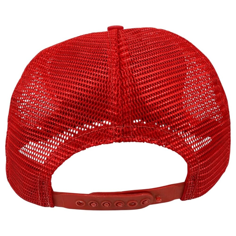 VTG Genuine Budweiser Racing Trucker Hat Red Mesh Snapback Patch Flat Bill USA - Picture 5 of 9